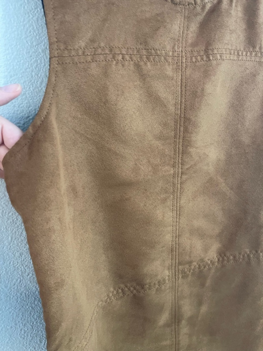 Sanctuary Village Faux Suede Shift Maple Brown Sleeveless Mini Dress Size L - Picture 4 of 10